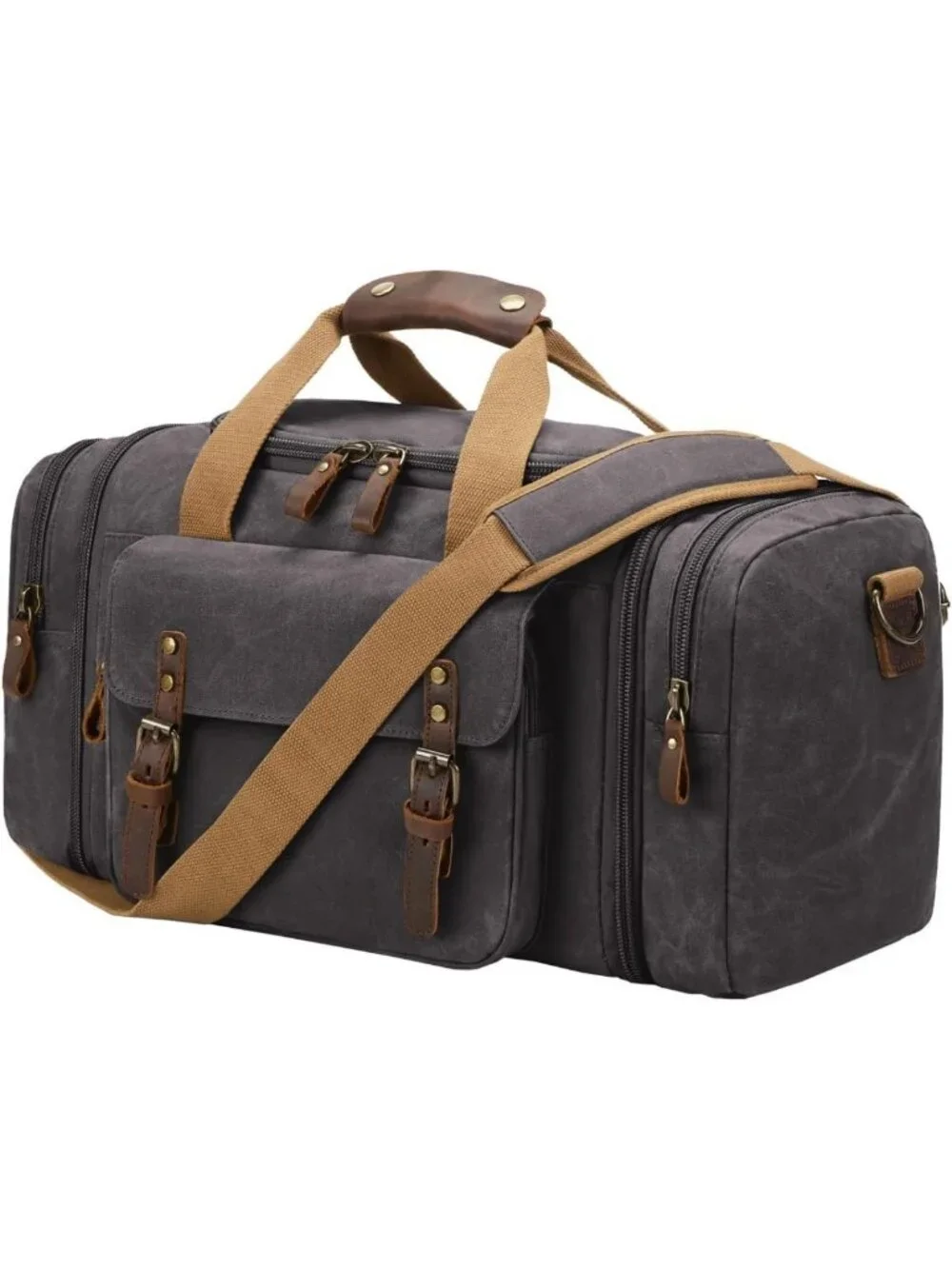 Waterproof Waxed Canvas Duffel Bag 50L | Dark Grey Travel & Weekend Bag